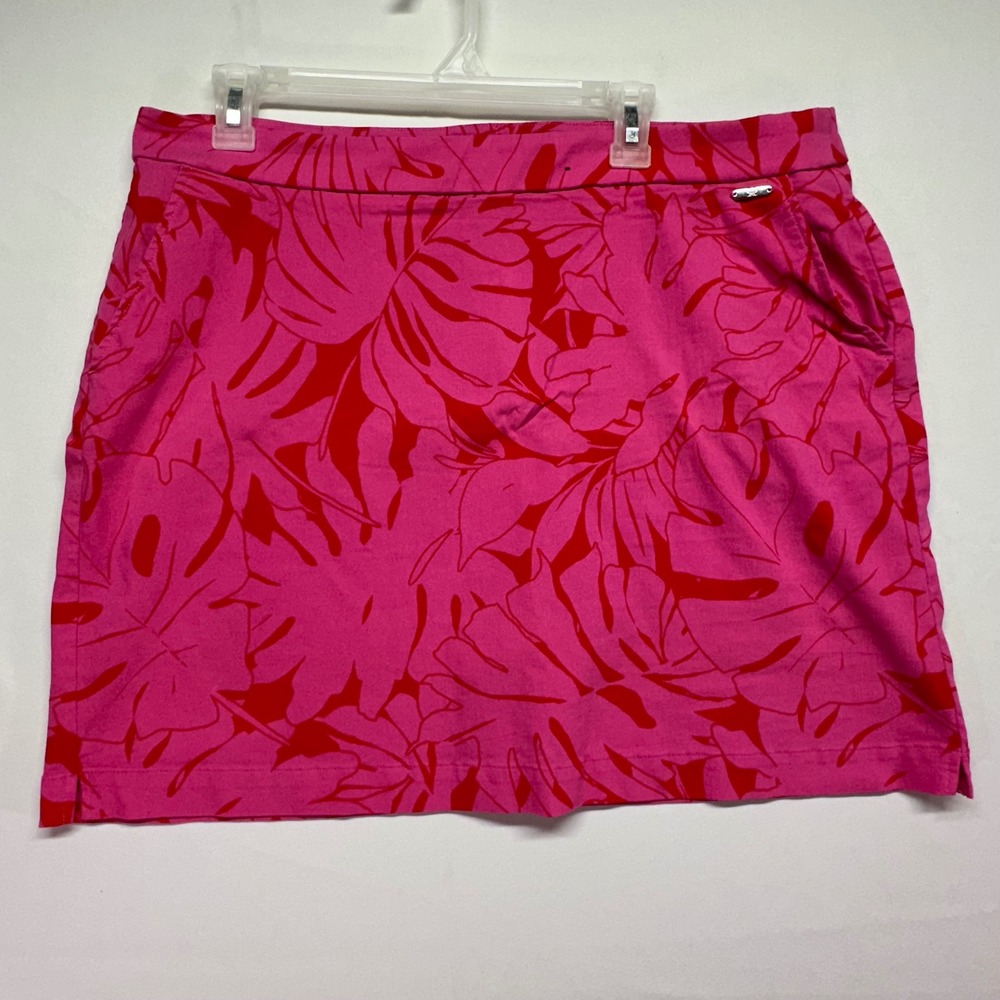 Rafaella Pink Red Tropical‎ Monstera Leaf Print Skort XXL RSBSE105 Womens Active